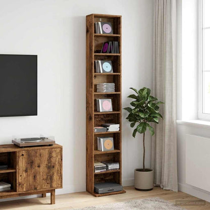 vidaXL CD Cabinet Old Wood 33 x 23.5 x 175 cm Engineered Wood