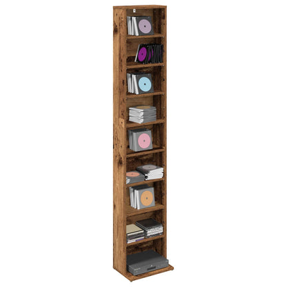 vidaXL CD Cabinet Old Wood 33 x 23.5 x 175 cm Engineered Wood