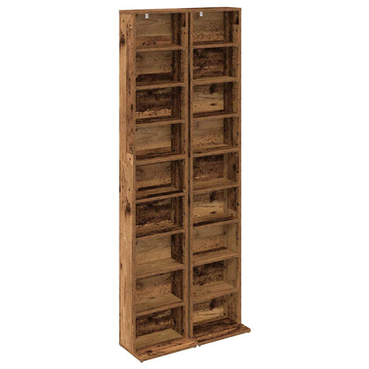 vidaXL CD Cabinet 2 pcs Old Wood 33 x 23.5 x 175 cm Engineered Wood