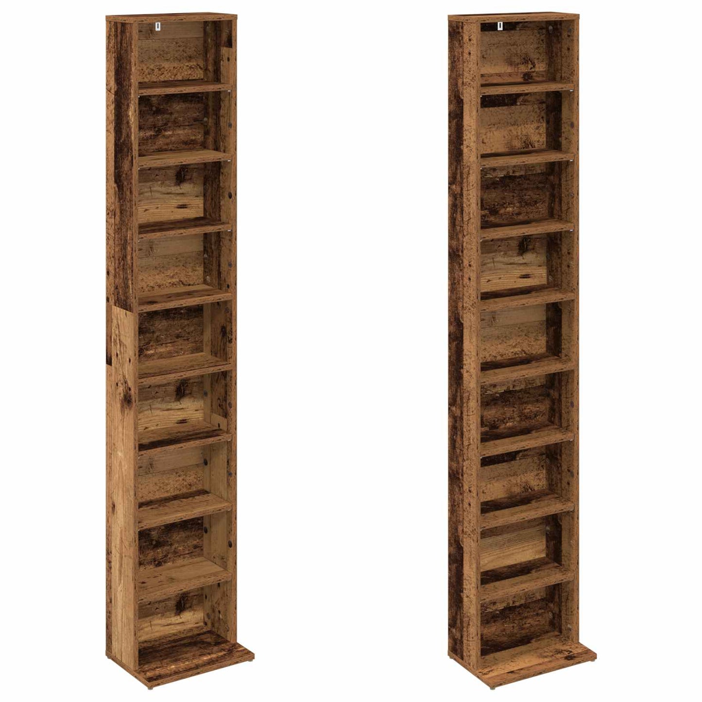 vidaXL CD Cabinet 2 pcs Old Wood 33 x 23.5 x 175 cm Engineered Wood
