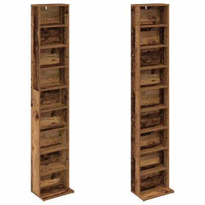 vidaXL CD Cabinet 2 pcs Old Wood 33 x 23.5 x 175 cm Engineered Wood