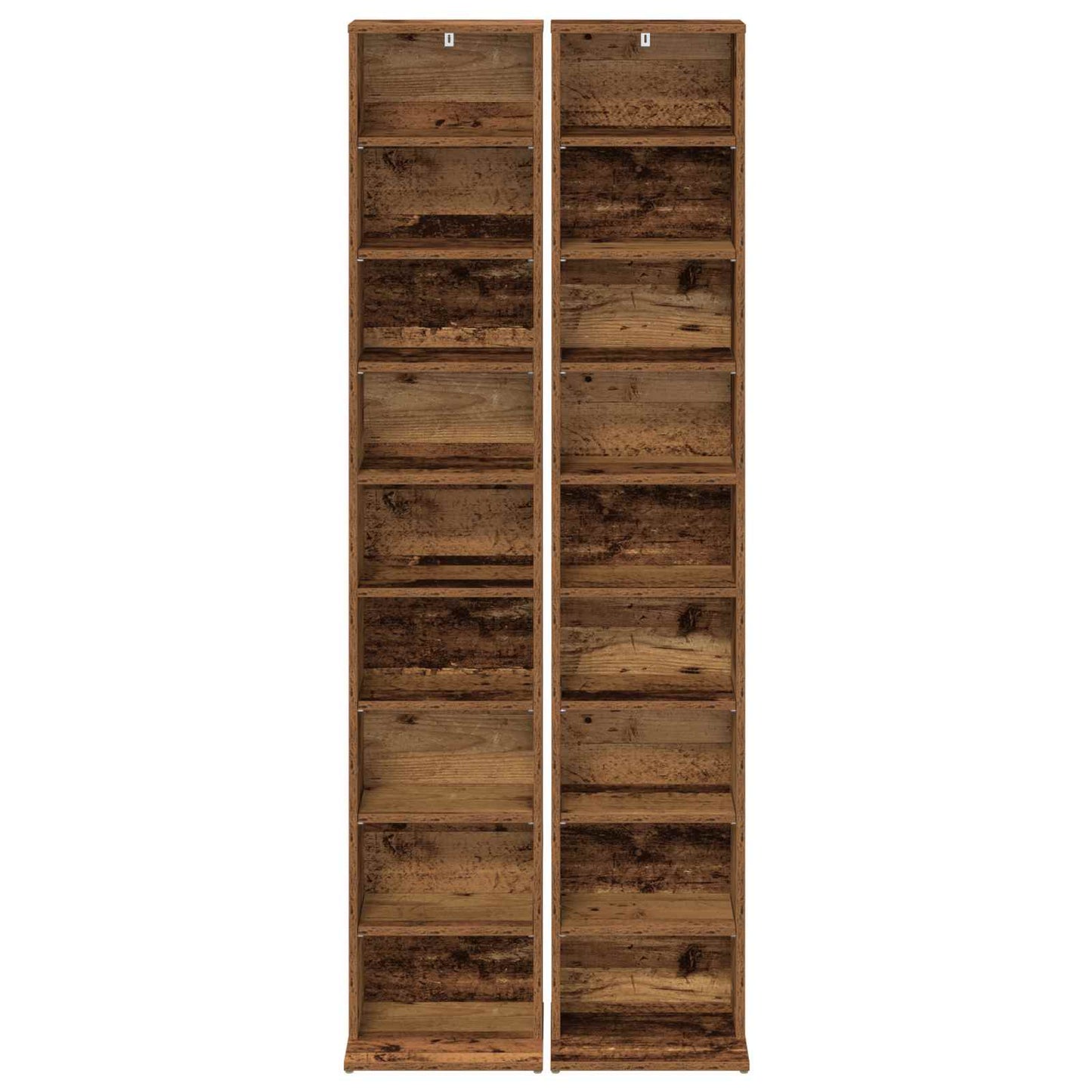 vidaXL CD Cabinet 2 pcs Old Wood 33 x 23.5 x 175 cm Engineered Wood