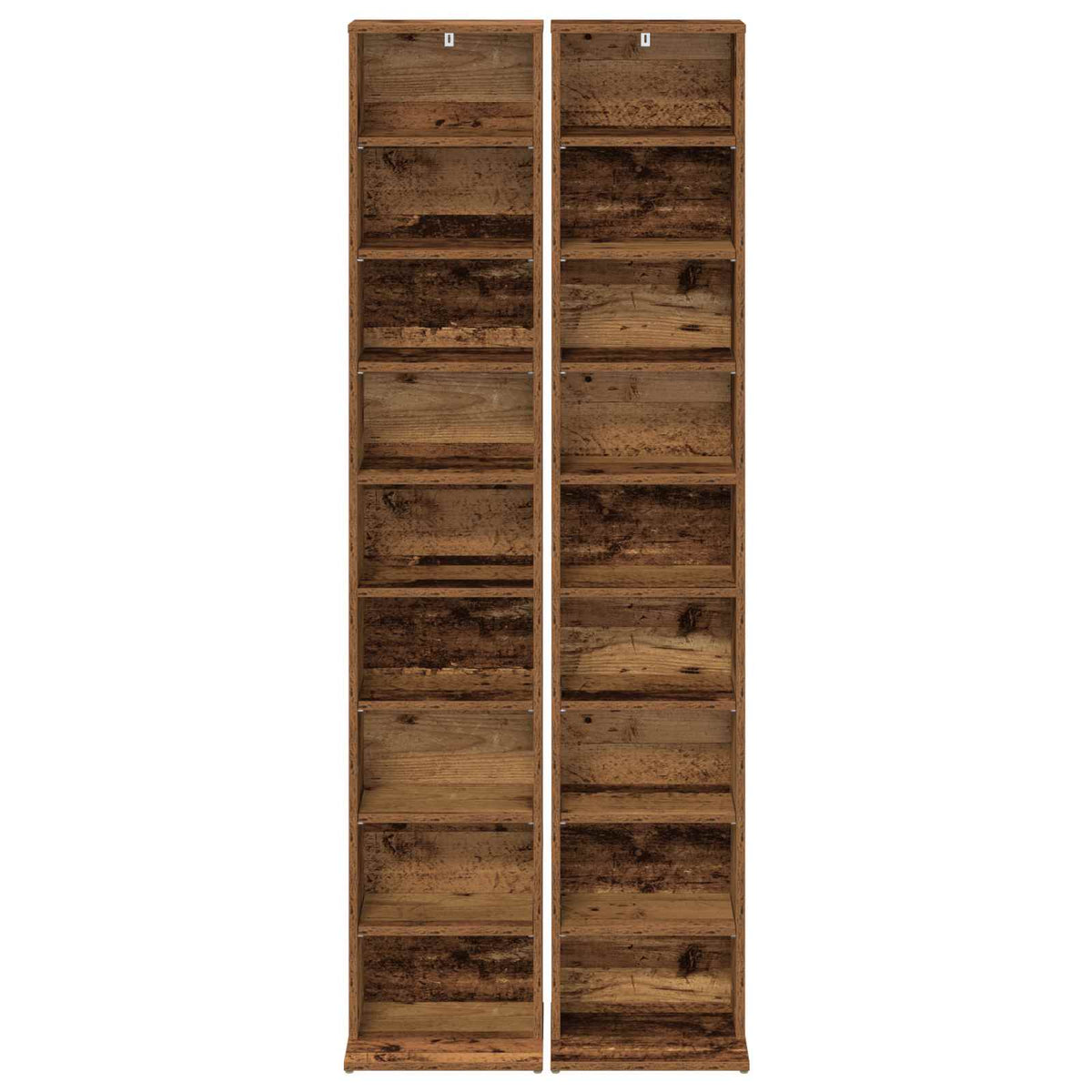 vidaXL CD Cabinet 2 pcs Old Wood 33 x 23.5 x 175 cm Engineered Wood