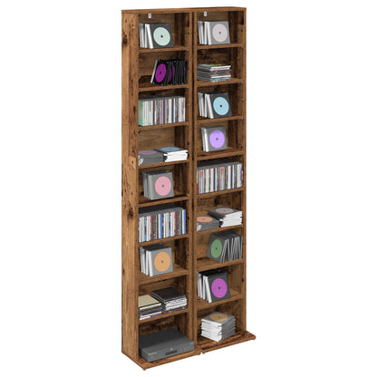 vidaXL CD Cabinet 2 pcs Old Wood 33 x 23.5 x 175 cm Engineered Wood