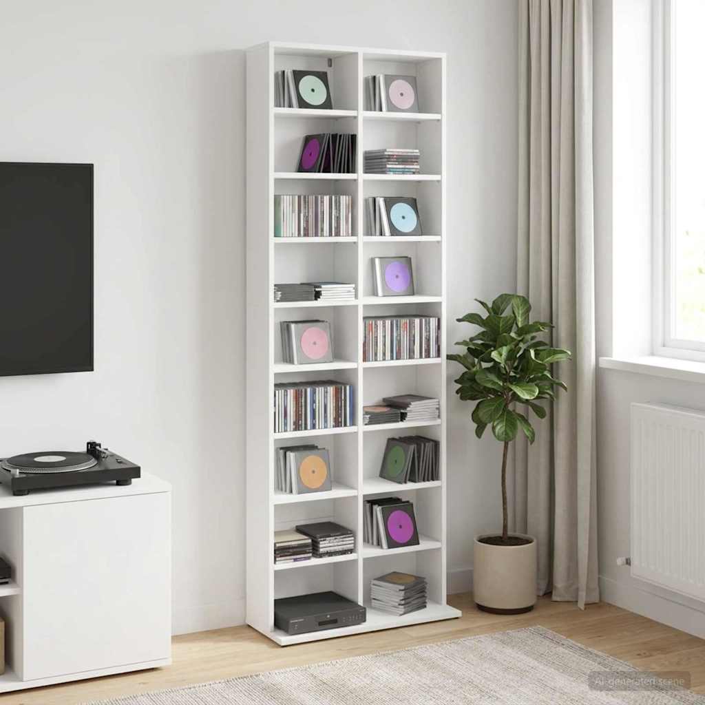 vidaXL CD Cabinet White 65 x 23.5 x 175 cm Engineered Wood