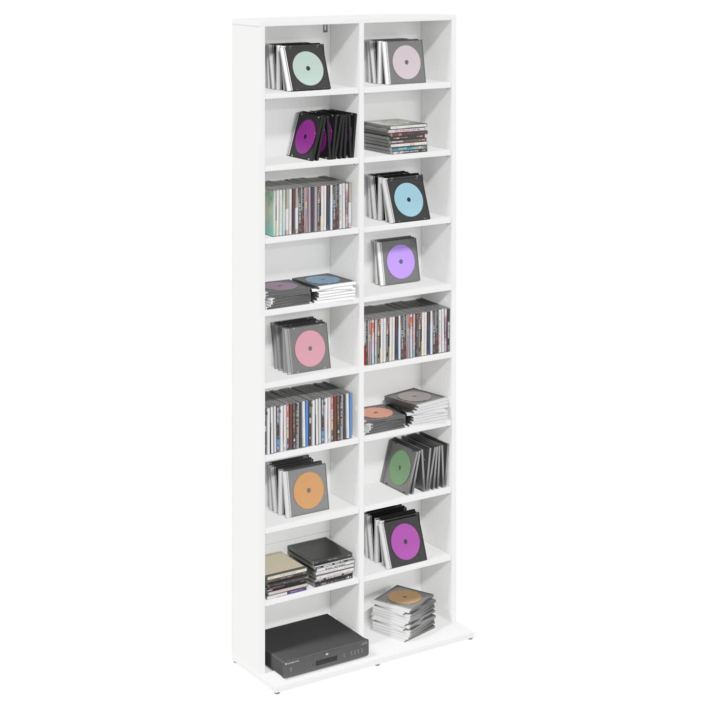 vidaXL CD Cabinet White 65 x 23.5 x 175 cm Engineered Wood