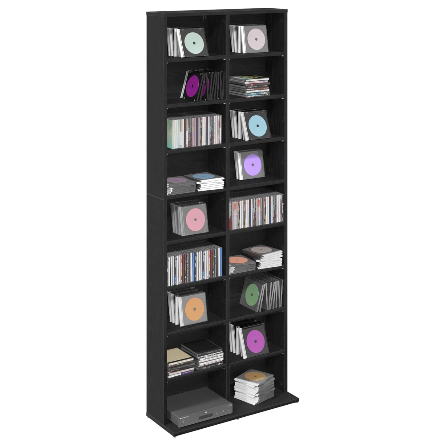 vidaXL CD Cabinet Black Oak 65 x 23.5 x 175 cm Engineered Wood
