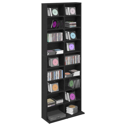 vidaXL CD Cabinet Black Oak 65 x 23.5 x 175 cm Engineered Wood