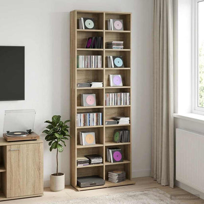 vidaXL CD Cabinet Sonoma Oak 65 x 23.5 x 175 cm Engineered Wood