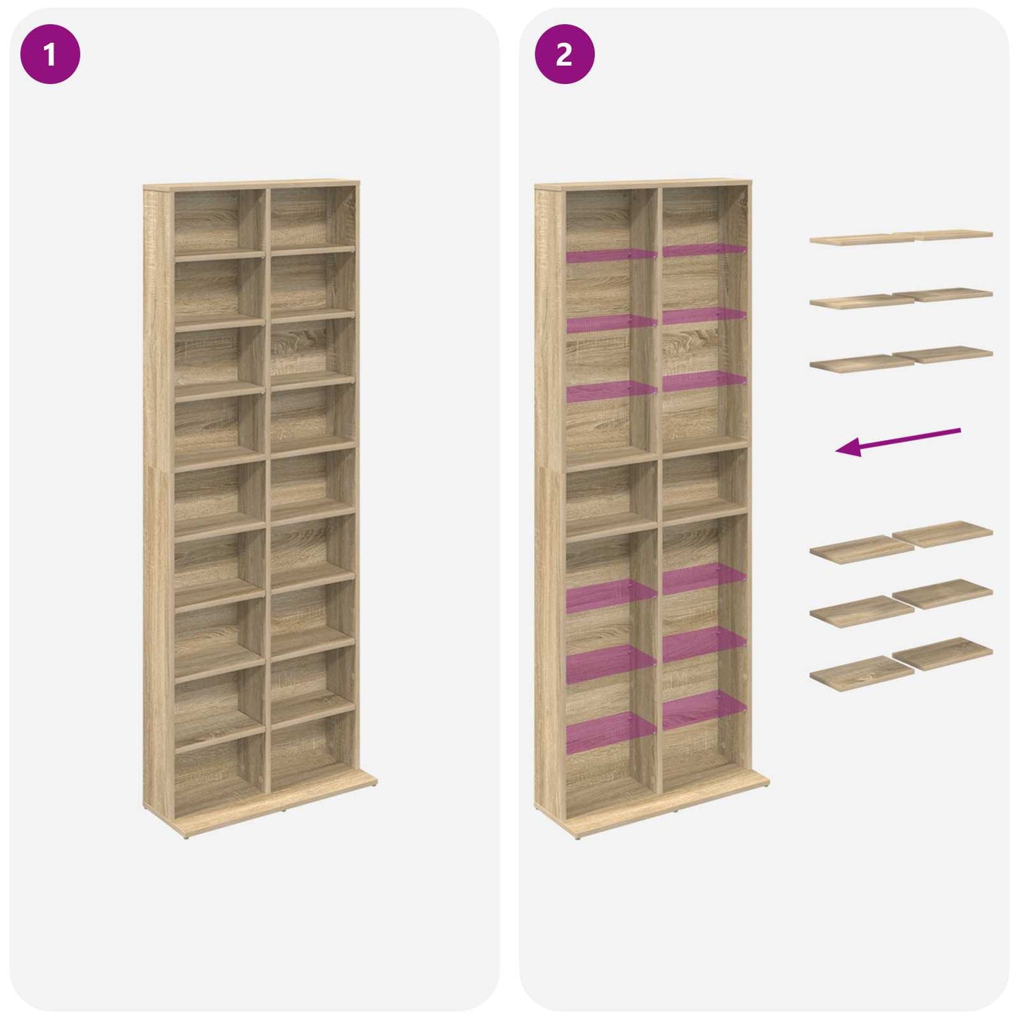 vidaXL CD Cabinet Sonoma Oak 65 x 23.5 x 175 cm Engineered Wood