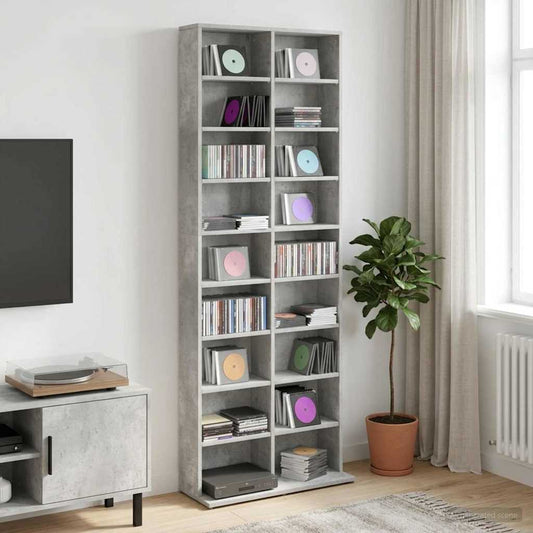 vidaXL CD Cabinet Concrete Grey 65 x 23.5 x 175 cm Engineered Wood