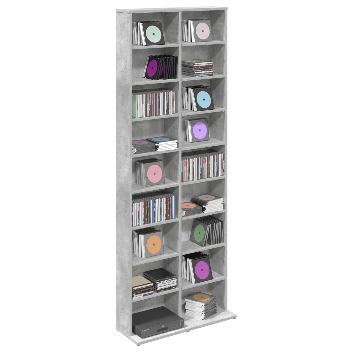 vidaXL CD Cabinet Concrete Grey 65 x 23.5 x 175 cm Engineered Wood