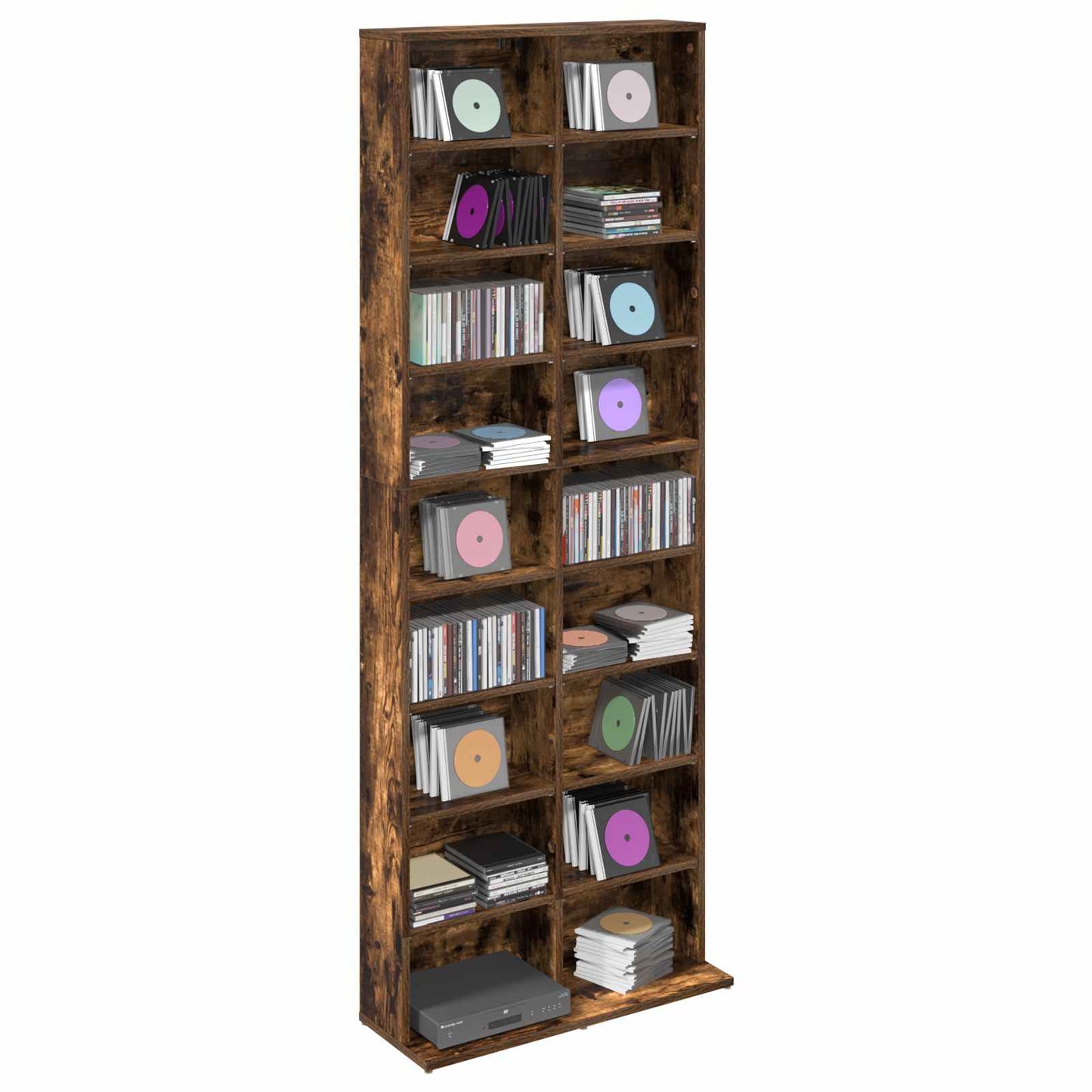 vidaXL CD Cabinet Smoked Oak 65 x 23.5 x 175 cm Engineered Wood