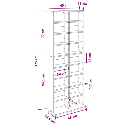 vidaXL CD Cabinet Old Wood 65 x 23.5 x 175 cm Engineered Wood