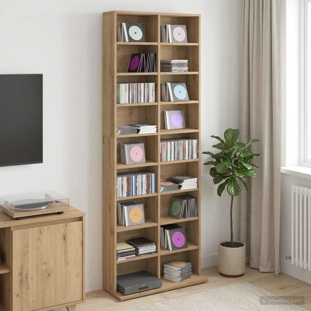vidaXL CD Cabinet Artisan Oak 65 x 23.5 x 175 cm Engineered Wood