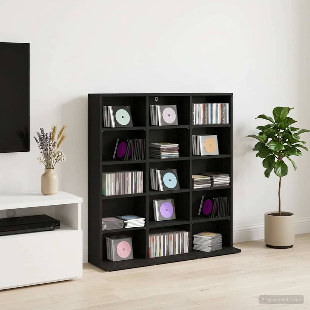 vidaXL CD Cabinet Black Oak 96 x 23.5 x 97.5 cm Engineered Wood