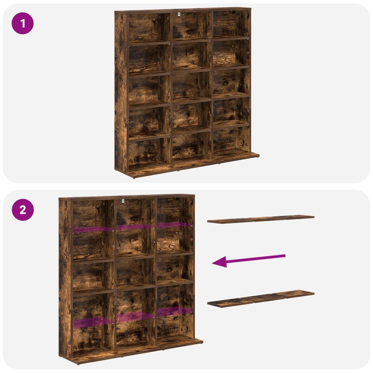 vidaXL CD Cabinet Smoked Oak 96 x 23.5 x 97.5 cm Engineered Wood
