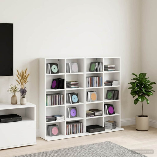 vidaXL CD Cabinet 2 pcs White 65 x 23.5 x 97.5 cm Engineered Wood