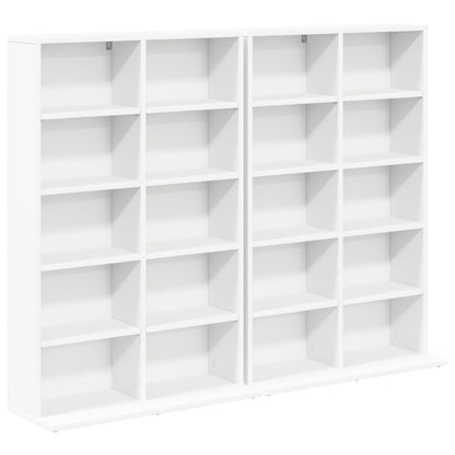 vidaXL CD Cabinet 2 pcs White 65 x 23.5 x 97.5 cm Engineered Wood