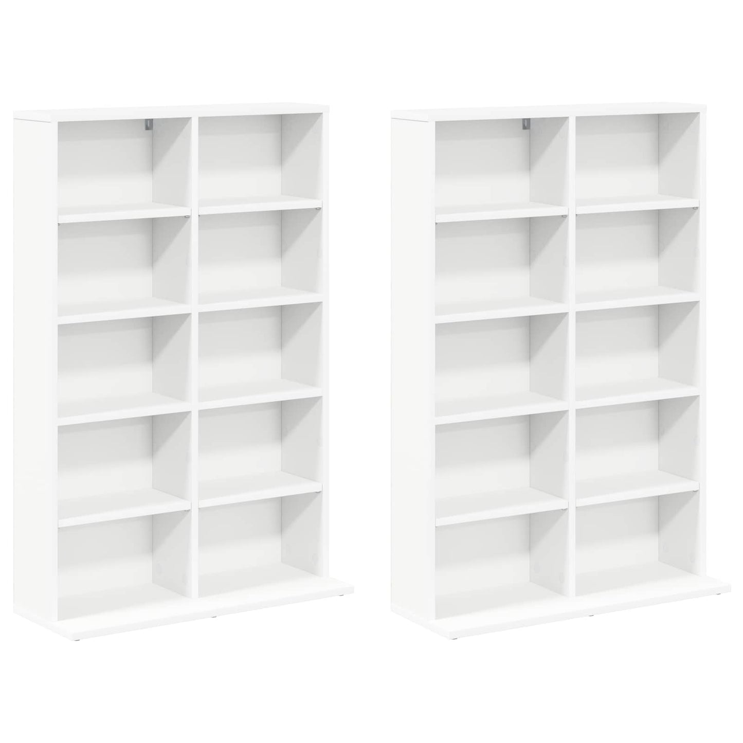 vidaXL CD Cabinet 2 pcs White 65 x 23.5 x 97.5 cm Engineered Wood