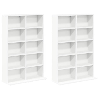 vidaXL CD Cabinet 2 pcs White 65 x 23.5 x 97.5 cm Engineered Wood