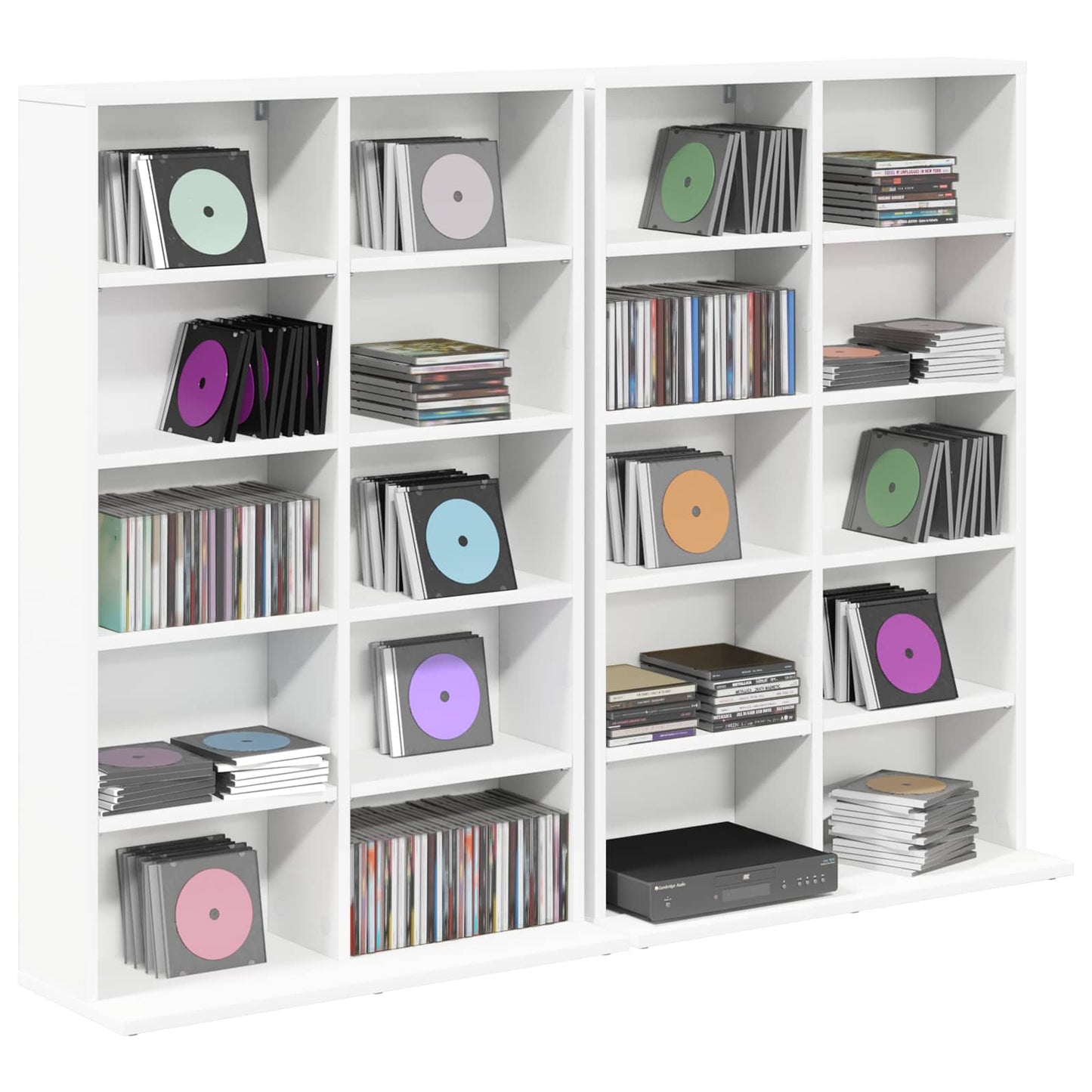 vidaXL CD Cabinet 2 pcs White 65 x 23.5 x 97.5 cm Engineered Wood