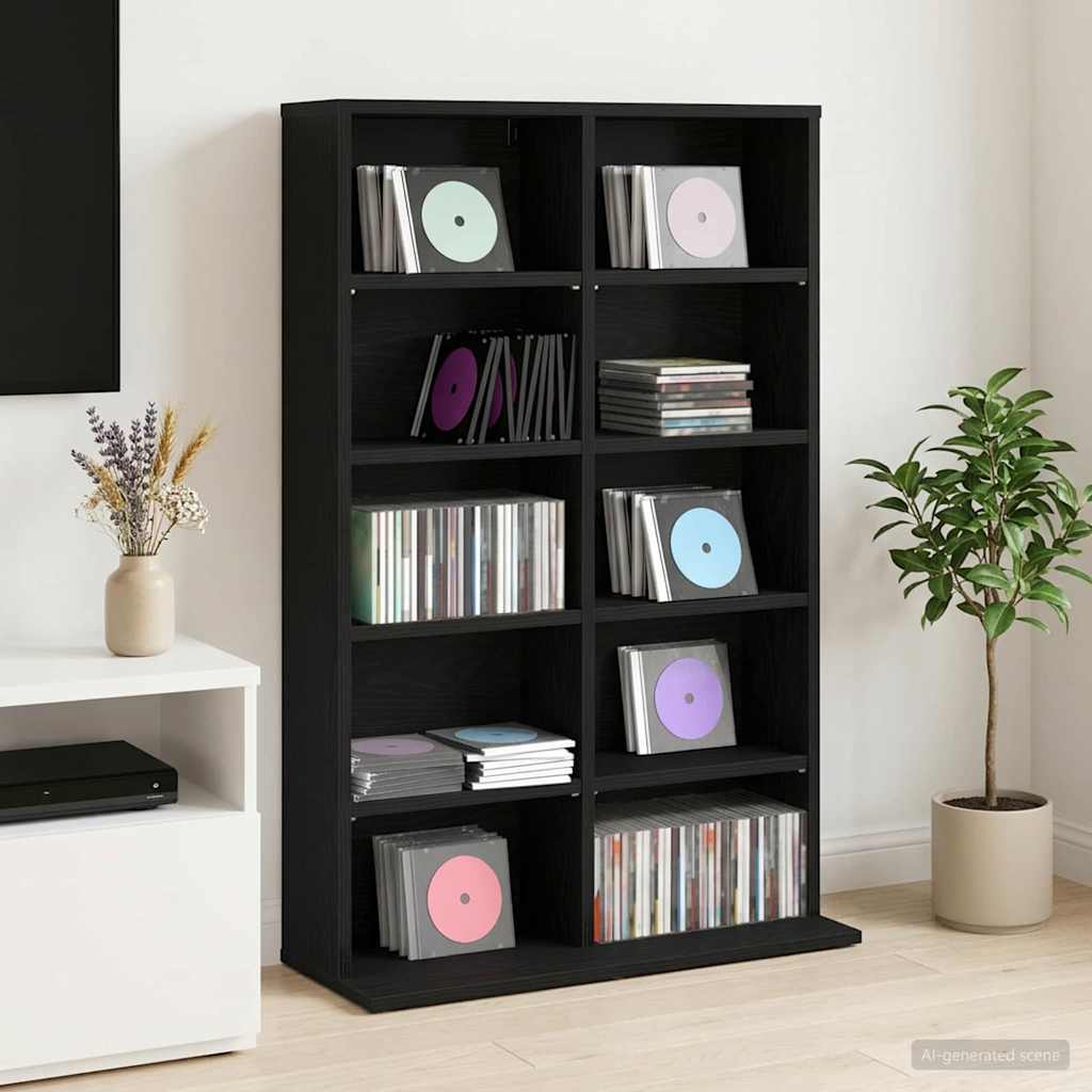 vidaXL CD Cabinet Black Oak 65 x 23.5 x 97.5 cm Engineered Wood