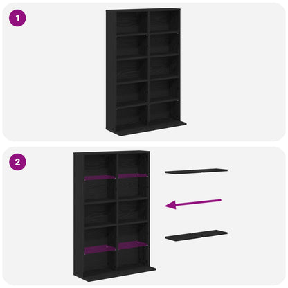 vidaXL CD Cabinet Black Oak 65 x 23.5 x 97.5 cm Engineered Wood