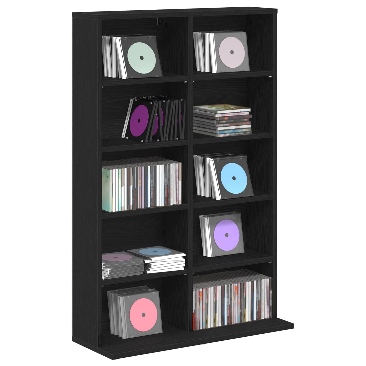 vidaXL CD Cabinet Black Oak 65 x 23.5 x 97.5 cm Engineered Wood