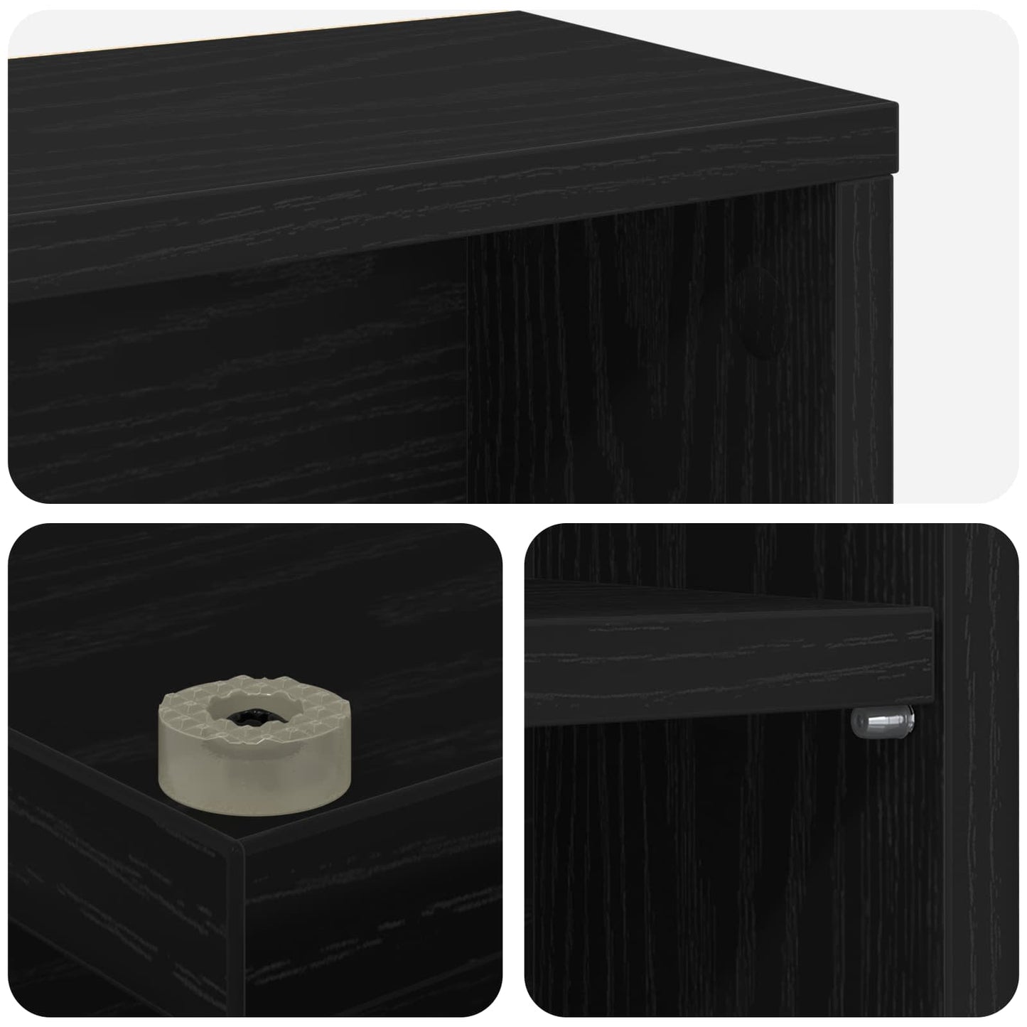 vidaXL CD Cabinet 2 pcs Black Oak 65 x 23.5 x 97.5 cm Engineered Wood