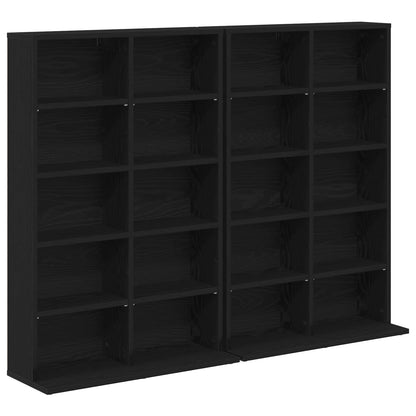 vidaXL CD Cabinet 2 pcs Black Oak 65 x 23.5 x 97.5 cm Engineered Wood