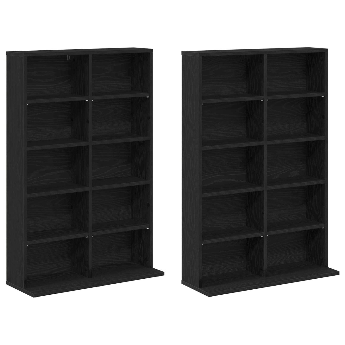 vidaXL CD Cabinet 2 pcs Black Oak 65 x 23.5 x 97.5 cm Engineered Wood
