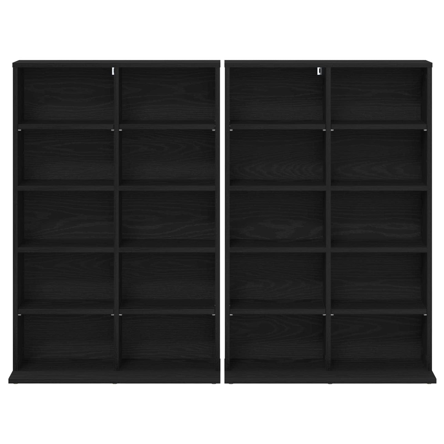 vidaXL CD Cabinet 2 pcs Black Oak 65 x 23.5 x 97.5 cm Engineered Wood