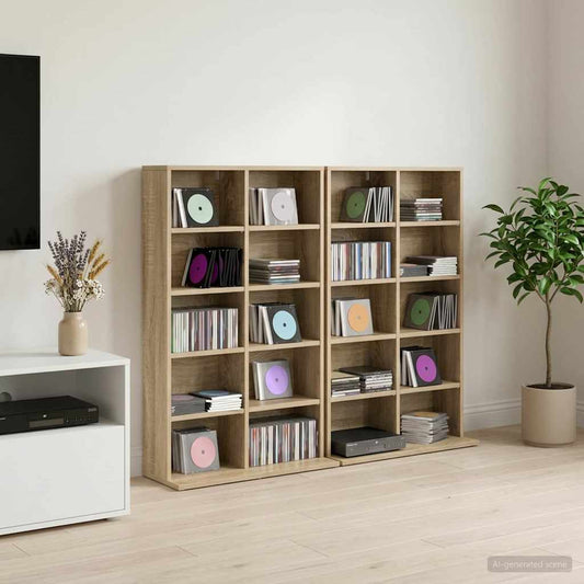 vidaXL CD Cabinet 2 pcs Sonoma Oak 65 x 23.5 x 97.5 cm Engineered Wood
