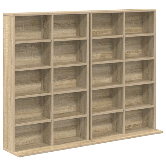 vidaXL CD Cabinet 2 pcs Sonoma Oak 65 x 23.5 x 97.5 cm Engineered Wood