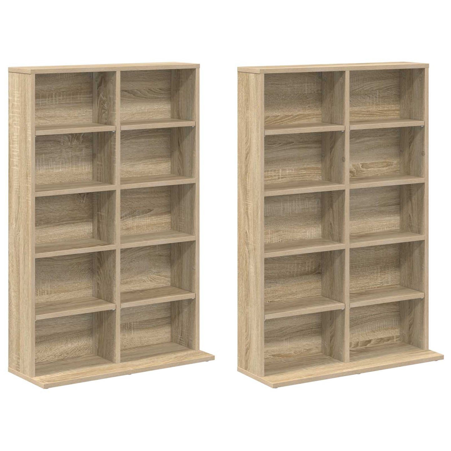 vidaXL CD Cabinet 2 pcs Sonoma Oak 65 x 23.5 x 97.5 cm Engineered Wood