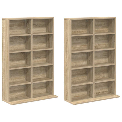 vidaXL CD Cabinet 2 pcs Sonoma Oak 65 x 23.5 x 97.5 cm Engineered Wood