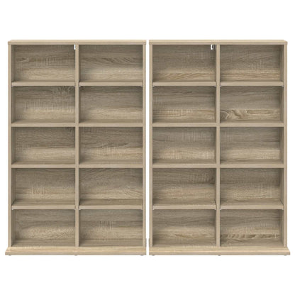 vidaXL CD Cabinet 2 pcs Sonoma Oak 65 x 23.5 x 97.5 cm Engineered Wood