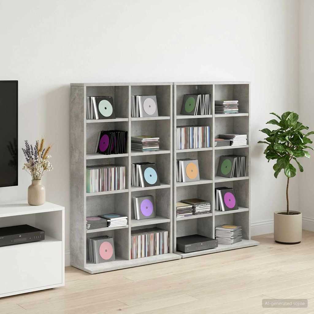 vidaXL CD Cabinet 2 pcs Concrete Grey 65 x 23.5 x 97.5 cm