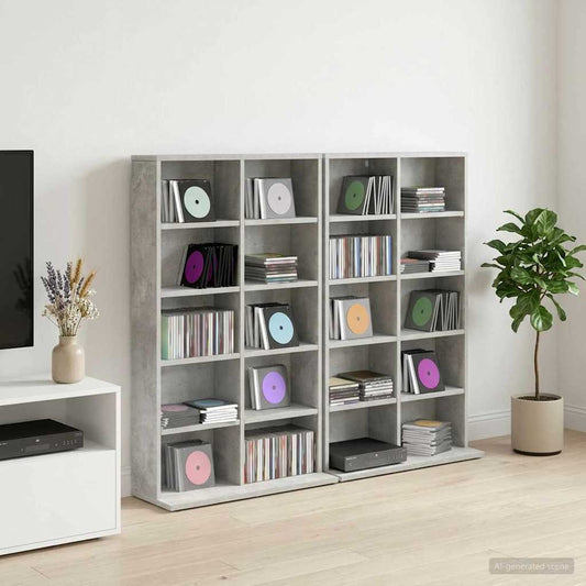 vidaXL CD Cabinet 2 pcs Concrete Grey 65 x 23.5 x 97.5 cm