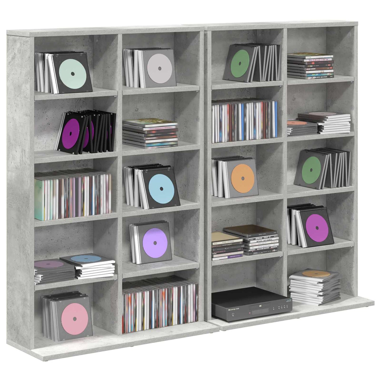 vidaXL CD Cabinet 2 pcs Concrete Grey 65 x 23.5 x 97.5 cm