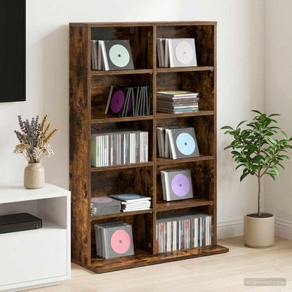 vidaXL CD Cabinet Smoked Oak 65 x 23.5 x 97.5 cm Engineered Wood