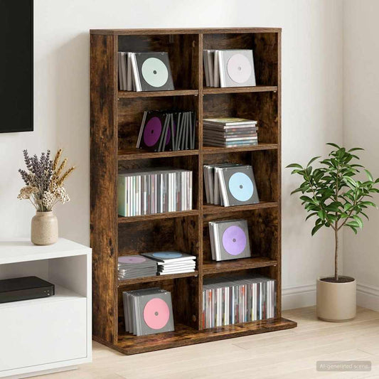 vidaXL CD Cabinet Smoked Oak 65 x 23.5 x 97.5 cm Engineered Wood