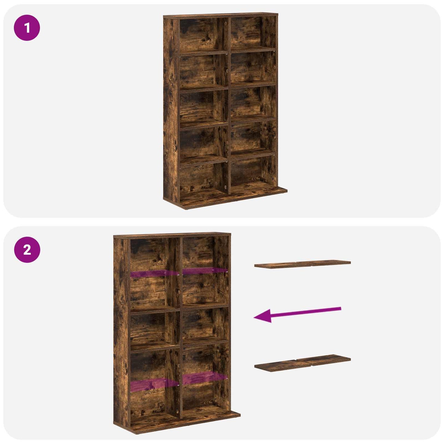 vidaXL CD Cabinet Smoked Oak 65 x 23.5 x 97.5 cm Engineered Wood