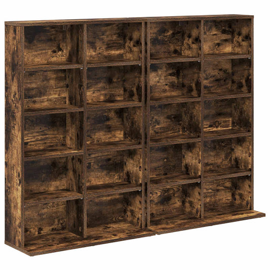 vidaXL CD Cabinet 2 pcs Smoked Oak 65 x 23.5 x 97.5 cm Engineered Wood
