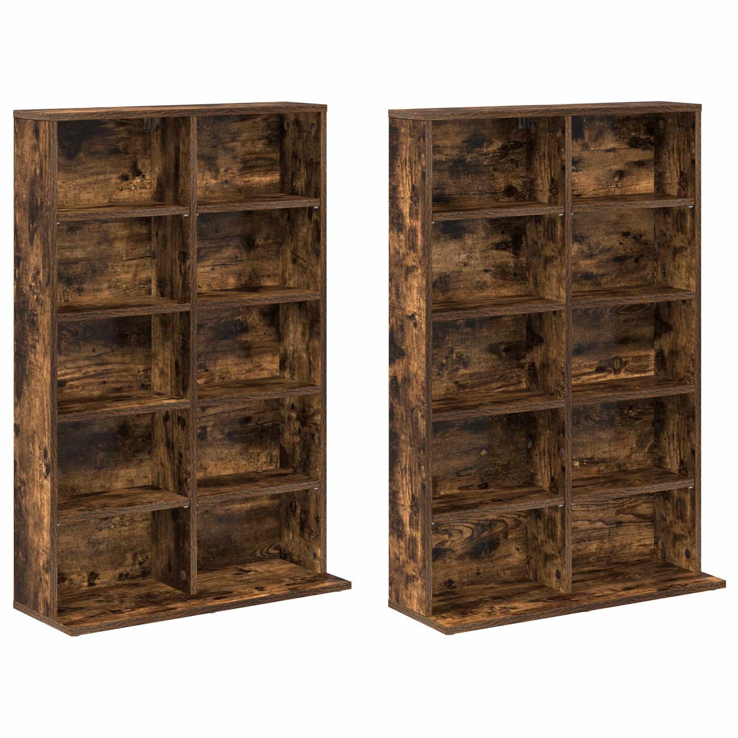 vidaXL CD Cabinet 2 pcs Smoked Oak 65 x 23.5 x 97.5 cm Engineered Wood