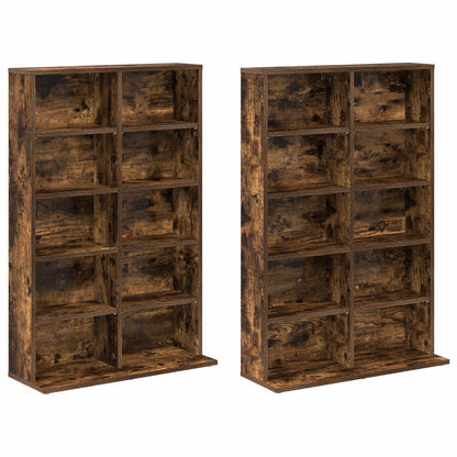 vidaXL CD Cabinet 2 pcs Smoked Oak 65 x 23.5 x 97.5 cm Engineered Wood