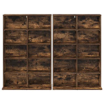 vidaXL CD Cabinet 2 pcs Smoked Oak 65 x 23.5 x 97.5 cm Engineered Wood