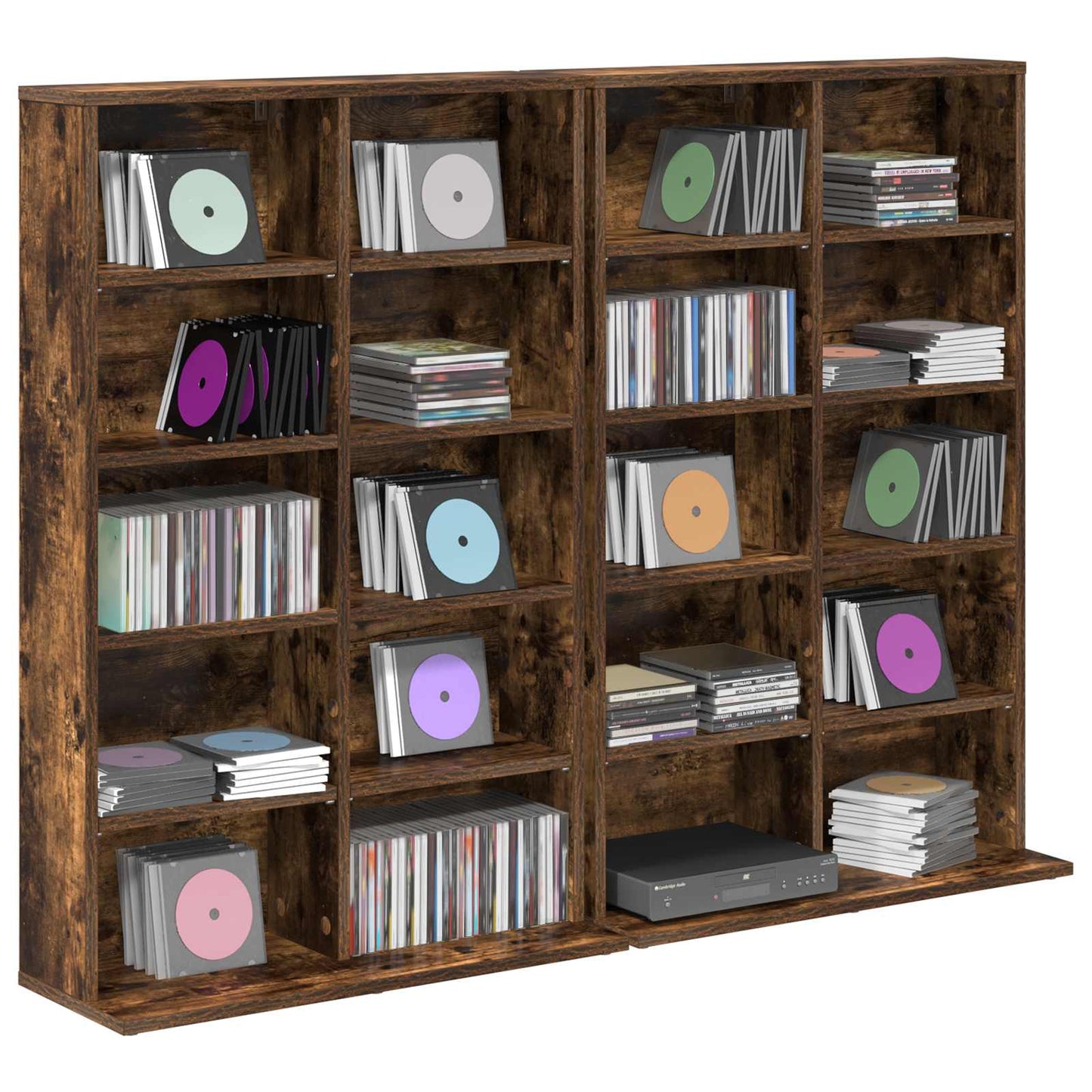 vidaXL CD Cabinet 2 pcs Smoked Oak 65 x 23.5 x 97.5 cm Engineered Wood