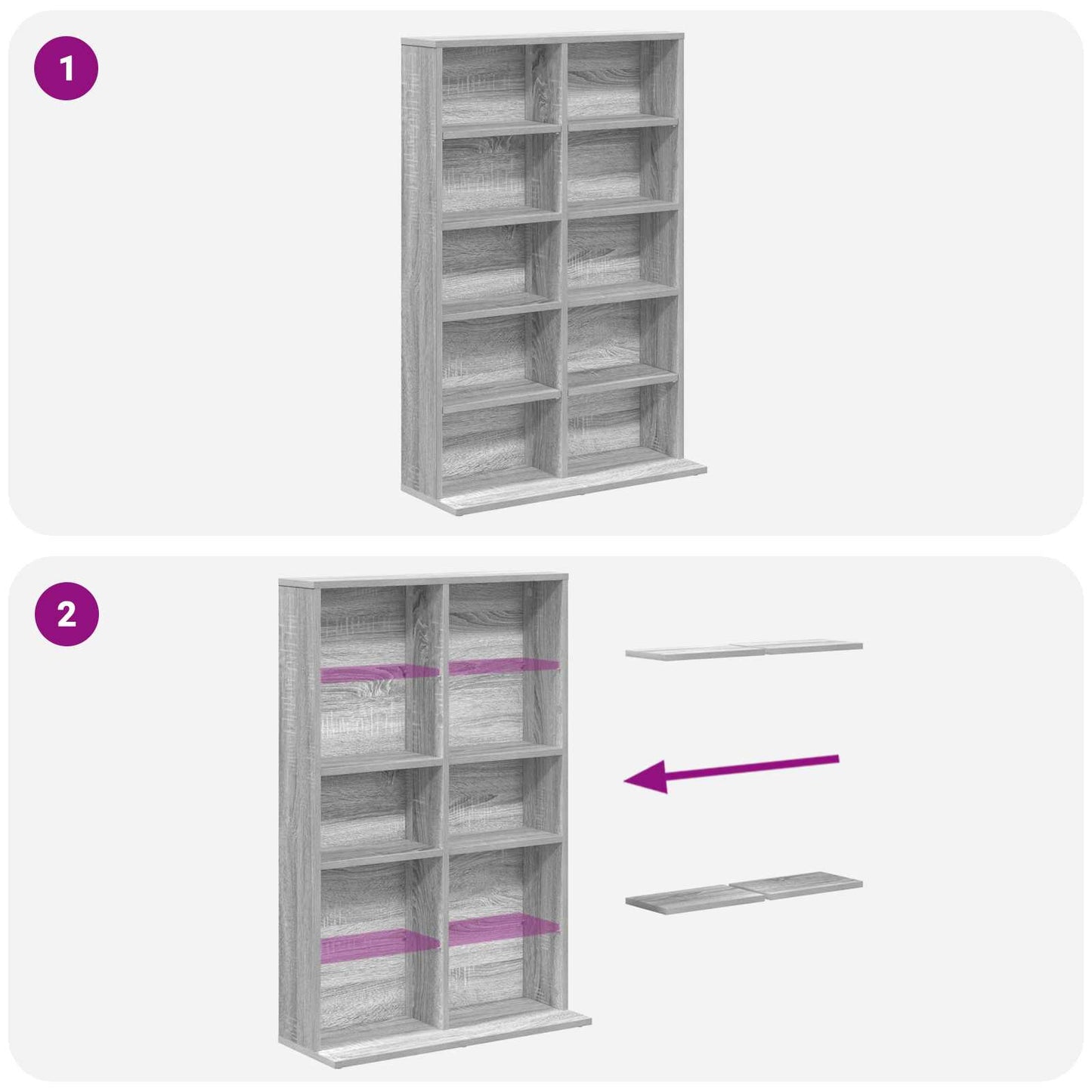 vidaXL CD Cabinet Grey Sonoma 65 x 23.5 x 97.5 cm Engineered Wood